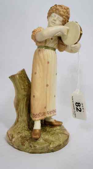 Appraisal: Royal Worcester Blush Ivory Figure of Girl with Tamberine height