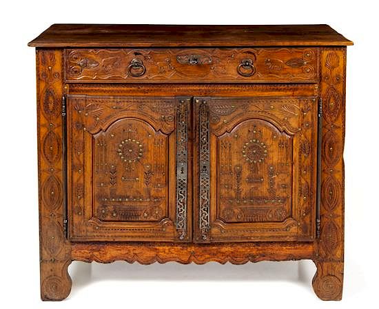 Appraisal: A Louis XV Provincial Carved Walnut Cabinet Height x width