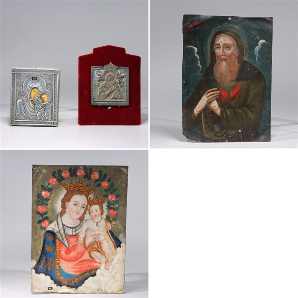 Appraisal: Collection of various religious art works including Madonna and child