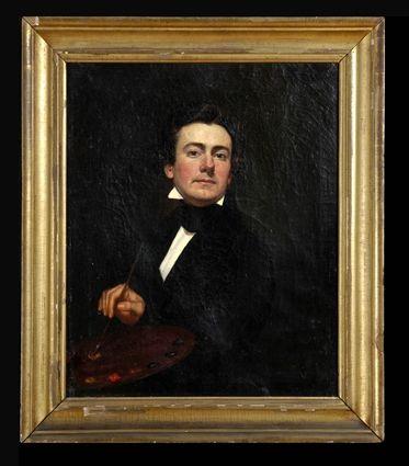 Appraisal: AMERICAN SCHOOL ARTIST HOLDING A BRUSH AND PALETTE Oil on