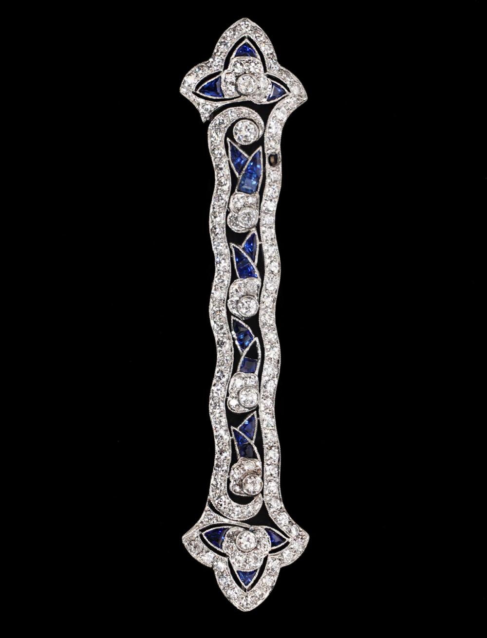 Appraisal: ART DECO PLATINUM DIAMOND SAPPHIRE PENDANTAntique Art Deco Platinum diamond