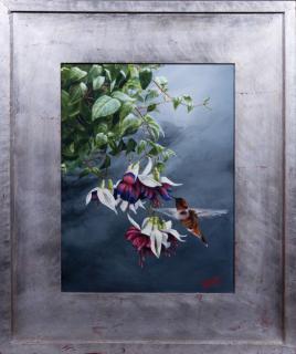 Appraisal: Garrett Hummingbird in Flight acrylic on canvas signed and dated