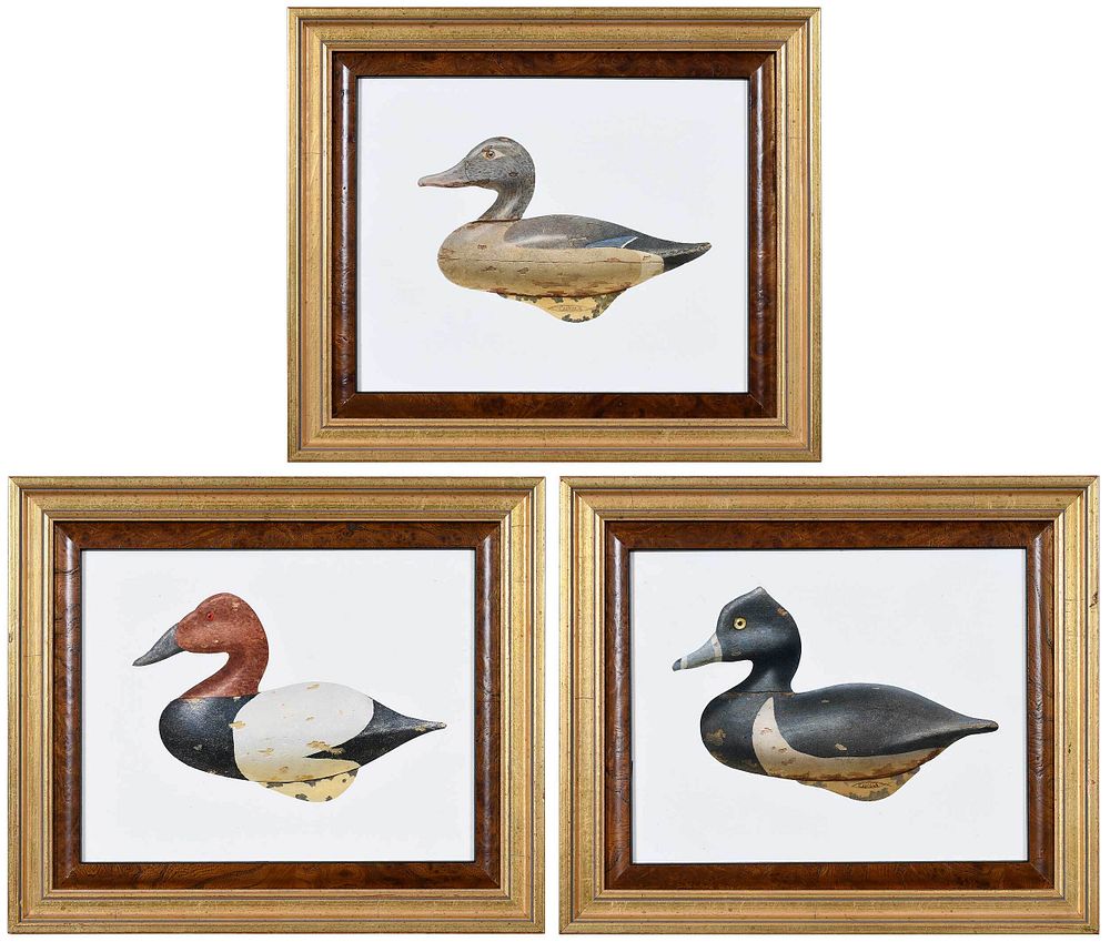 Appraisal: Joseph Cibula American b Three Duck Decoy Paintings two signed