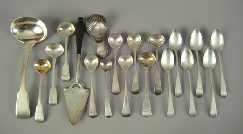 Appraisal: Group of Georgian silver spoons together with a serving piece