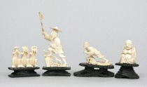 Appraisal: Group of Four Ivory Carved Figures Chinese ca th Century