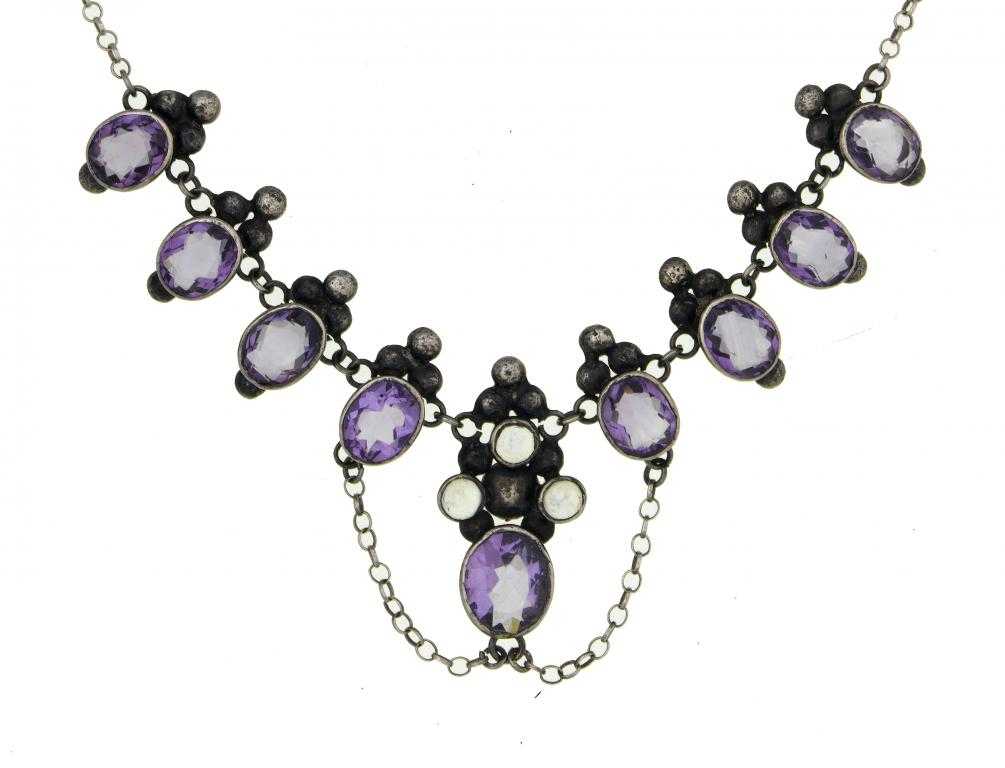 Appraisal: AN ARTS AND CRAFTS MOVEMENT AMETHYST AND MOONSTONE NECKLET in