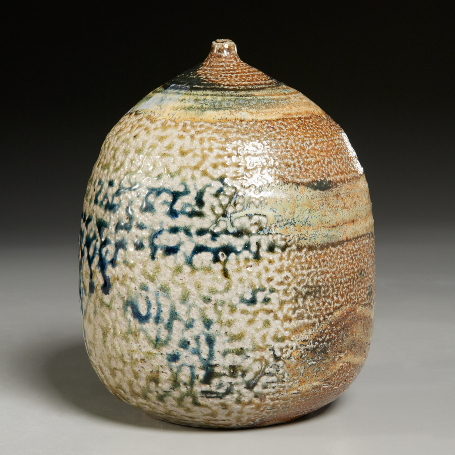 Appraisal: TOSHIKO TAKAEZU CERAMIC MOONPOT Toshiko Takaezu American - drip glaze