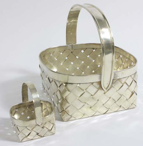 Appraisal: TWO CARTIER STERLING SILVER CANDY BASKETS hand made square form