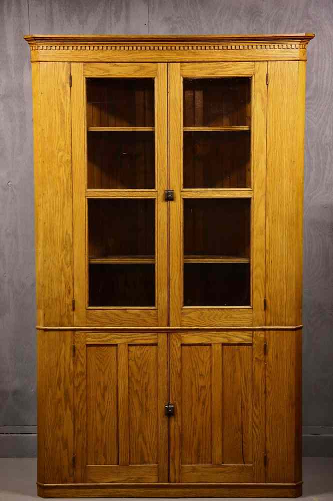 Appraisal: CORNER CUPBOARD - American Golden Oak Corner Cupboard circa the