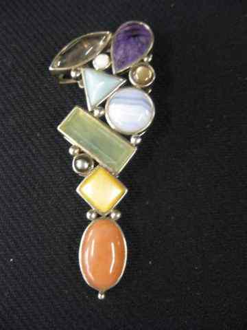 Appraisal: Gemstone Pendant amethyst citrine agate abalone quartz more in desgner