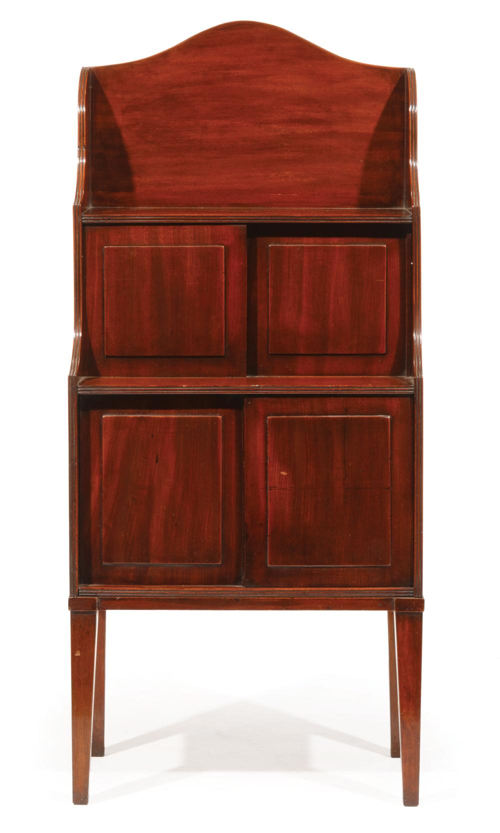 Appraisal: Regency Mahogany Waterfall Bookcase early th c arched back reeded