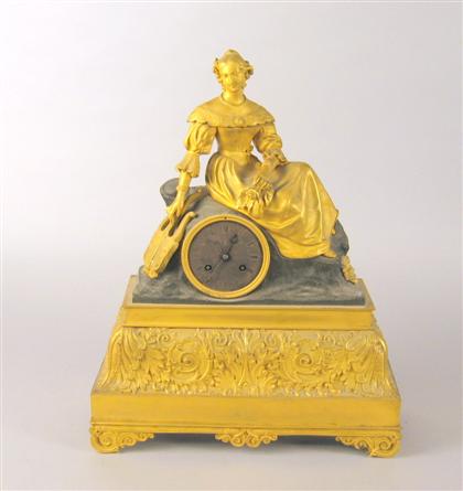 Appraisal: Louis Philippe gilt and patinated bronze mantel clock mid th