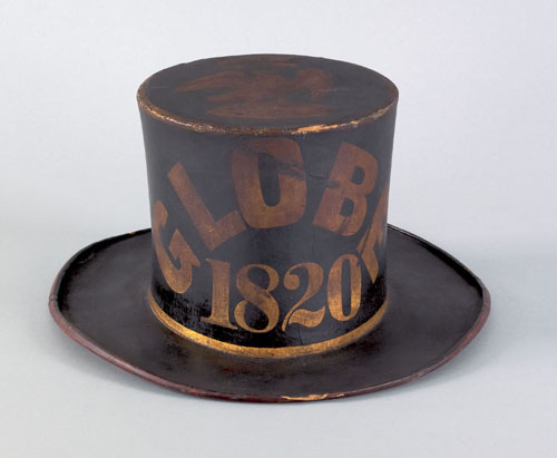 Appraisal: Philadelphia painted fireman's parade hat inscribed on the front Globe