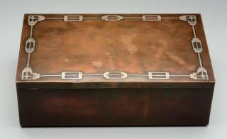 Appraisal: Heintz A C Bronze Humidor With sterling silver overlay Signed