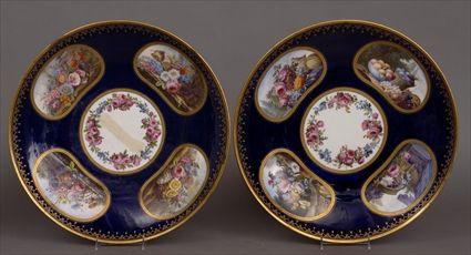 Appraisal: PAIR OF SEVRES PORCELAIN CHARGERS Marked in underglaze blue Sevres