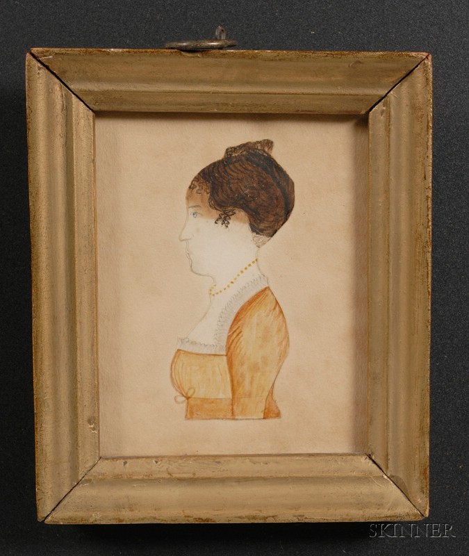 Appraisal: Portrait Miniature of a Woman and a Silhouette Portrait of