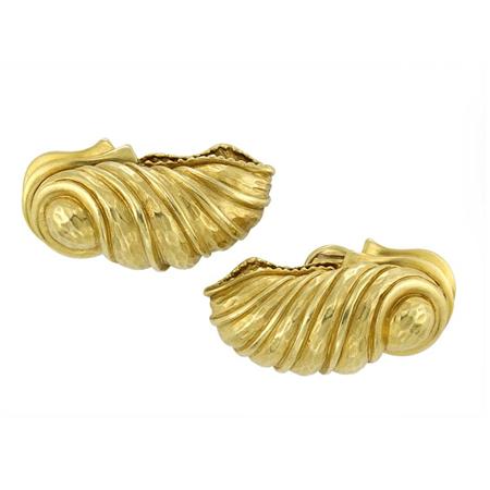 Appraisal: Pair of Gold Shell Earclips Barry Kieselstein-Cord Estimate -