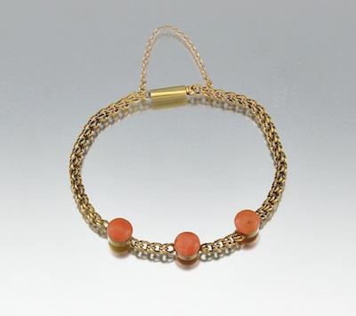 Appraisal: A Victorian k Gold and Coral Disk Bracelet k yellow