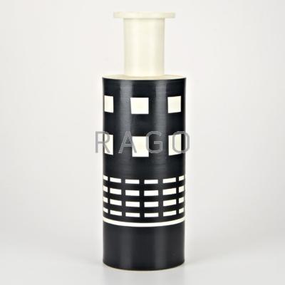 Appraisal: ETTORE SOTSASS BITOSSI Black-and-white vase Montelupo th c Signed Sottsass