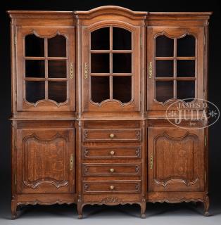 Appraisal: LOUIS XV STYLE OAK BREAKFRONT BOOKCASE Third quarter th century