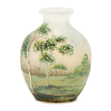 Appraisal: Lamartine Enameled Cameo Glass Vase Estimate -