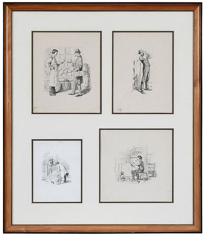 Appraisal: Arthur Burdett Frost American - Four Illustrations Produce Shopping Standing