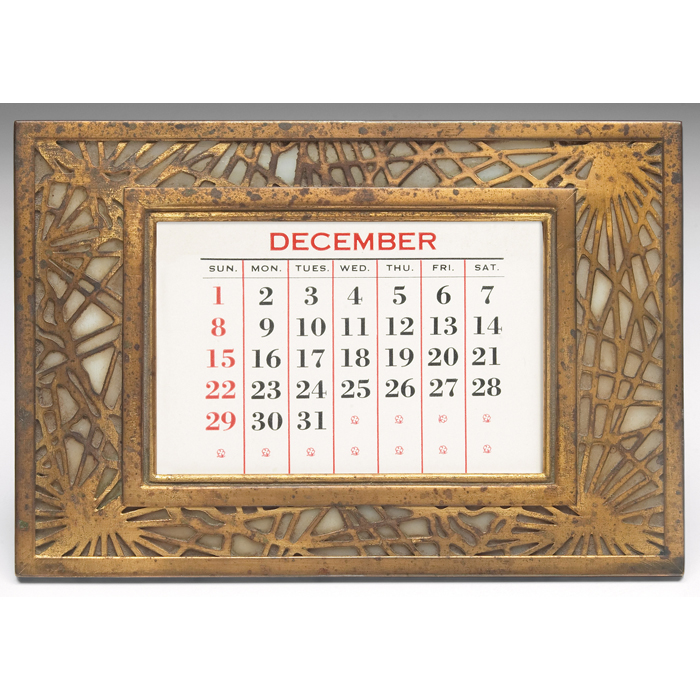 Appraisal: Tiffany Studios frame bronze with pine needle pattern over caramel