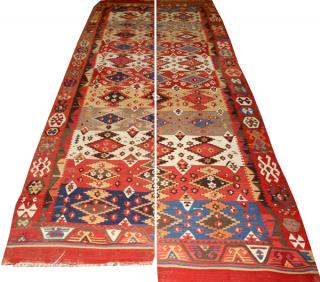 Appraisal: TURKISH KELIM WOOL RUNNERS C TURKISH KELIM WOOL RUNNERS C