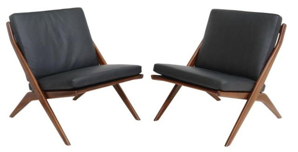 Appraisal: pair Mid-century modern scissor chairs Folke Ohlsson Swedish - for