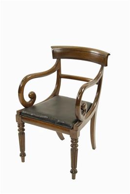 Appraisal: A George IV mahogany open armchair with a re-covered seat