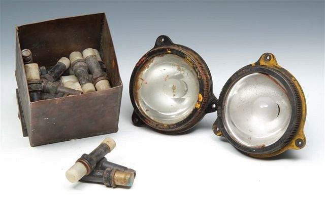 Appraisal: TWO AIRCRAFT IDENTIFICATION DOWN LIGHTING LAMPS in back composite bodies