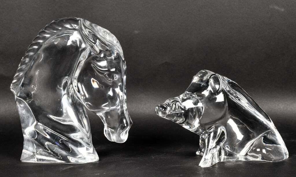 Appraisal: Baccarat glass figurines horse and wild boar Baccarat stamped on