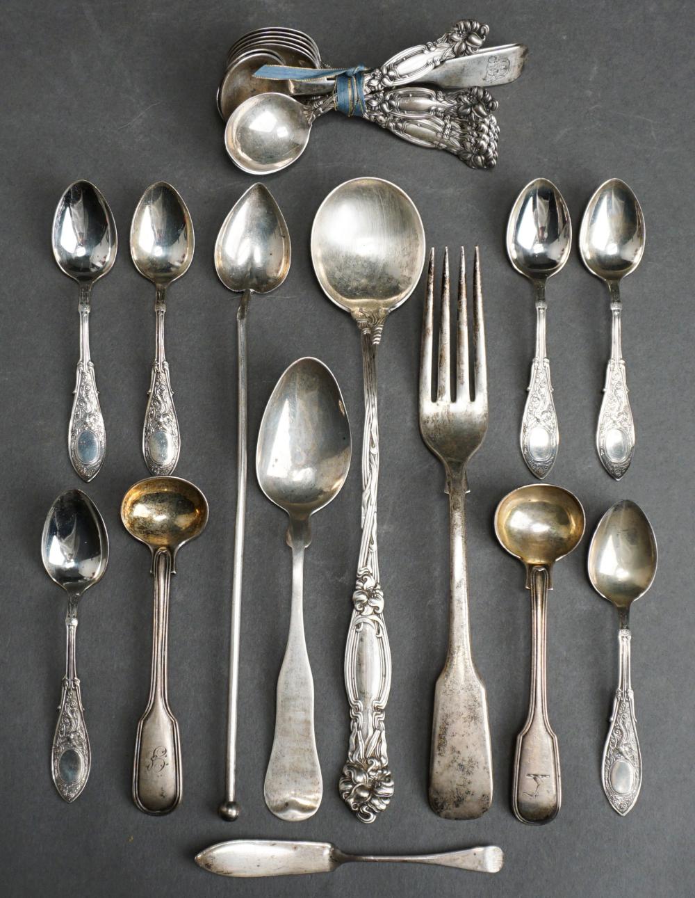 Appraisal: COLLECTION OF ASSORTED STERLING AND SILVERPLATE SPOONS WEIGHABLE OZTCollection of