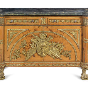 Appraisal: A Louis XVI Style Gilt Metal Mounted Marble-Top Commode Vantaux