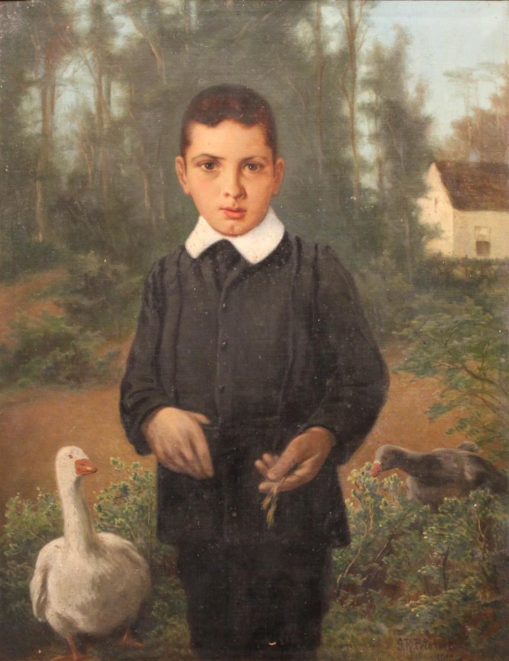 Appraisal: G R PETEREIT TH TH CENTURY YOUNG BOY WITH GEESE