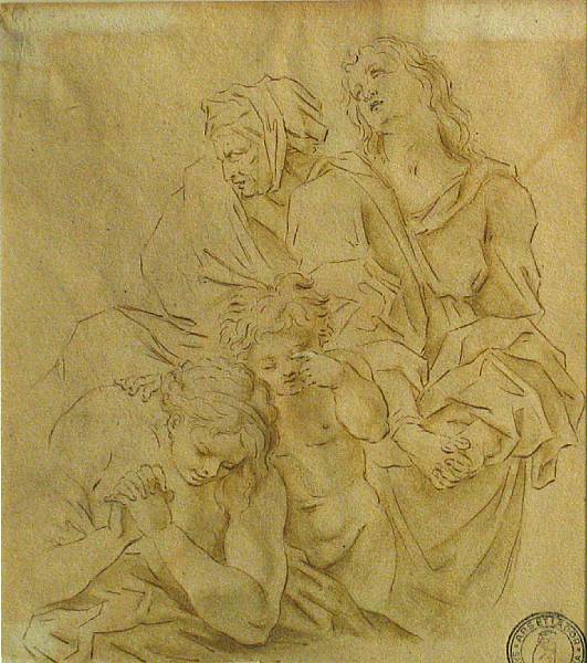 Appraisal: Italian School th Century Grieving figures pen and ink on