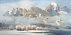 Appraisal: Ken Carlson Present Teton Winteroil on canvas x in