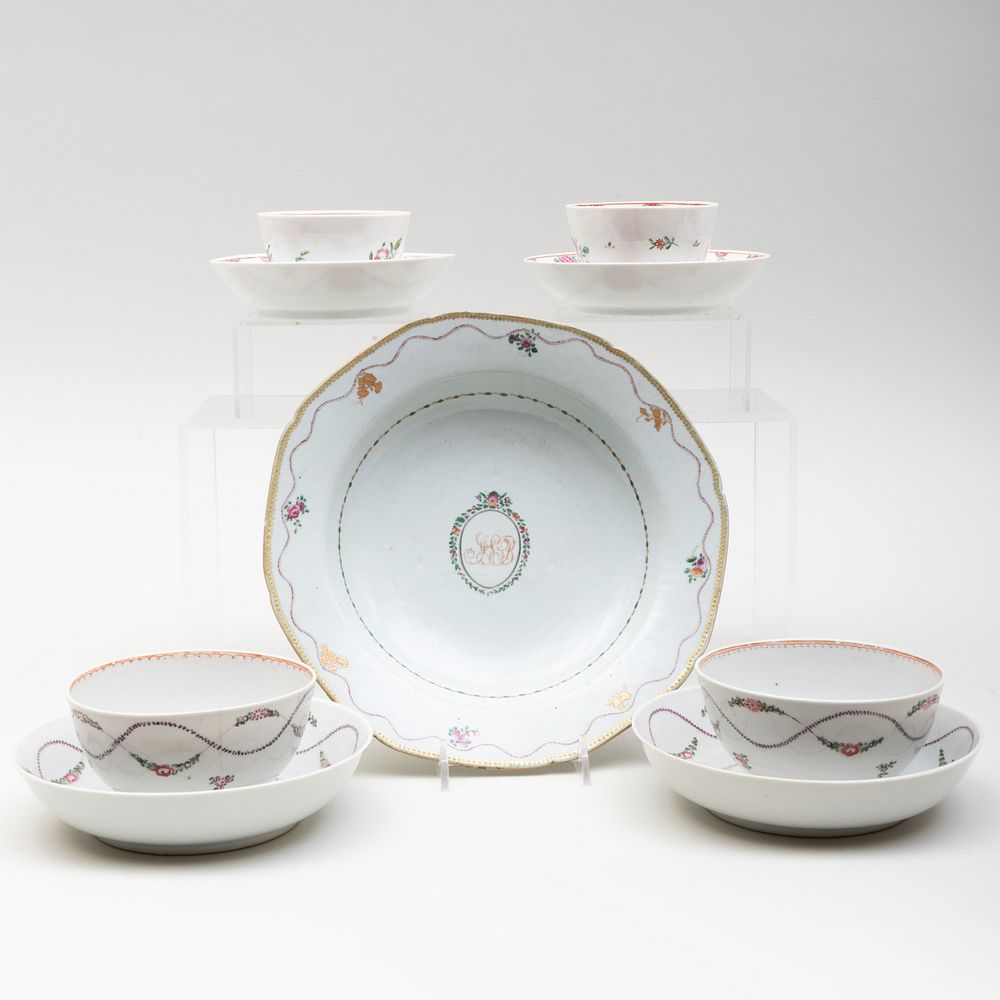 Appraisal: Group of Chinese Export Porcelain Dishes Comprising A soup plate