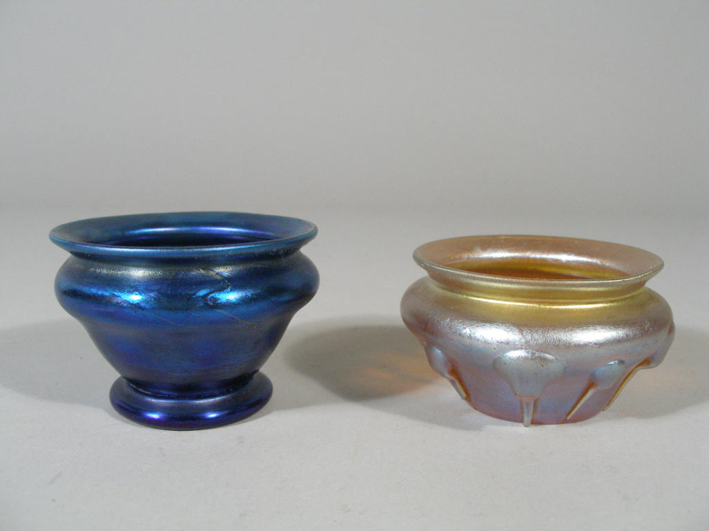 Appraisal: Two Favrile Glass Salts by Tiffany the first of footed