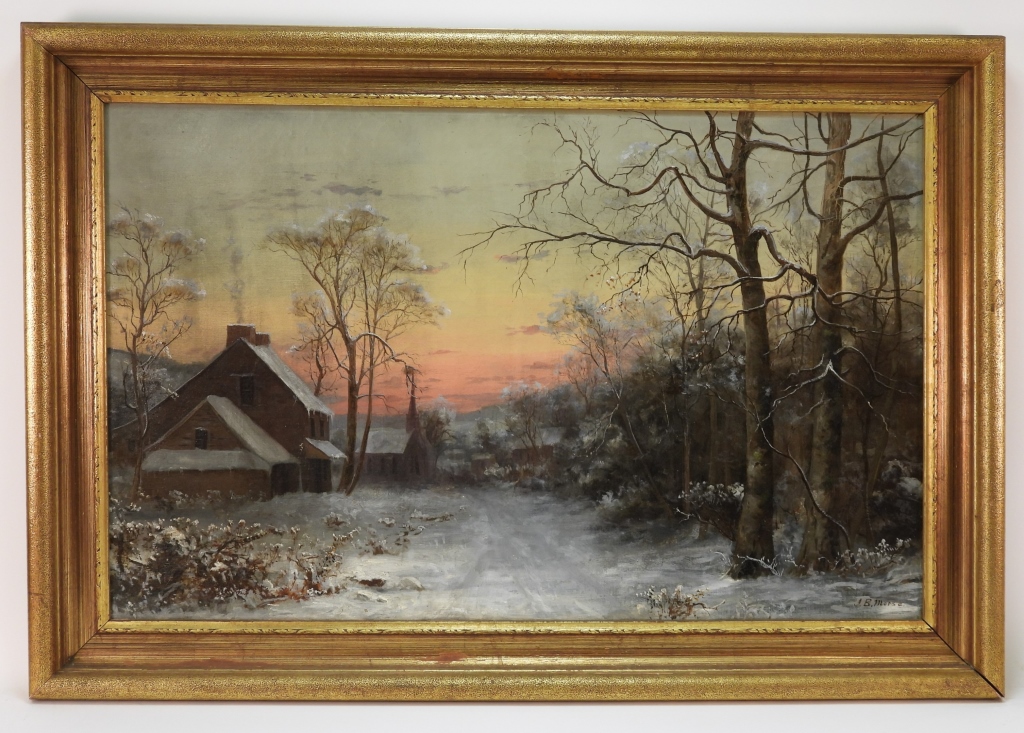 Appraisal: JONATHAN BRADLEY MORSE WINTER SUNSET PAINTING New York Vermont -