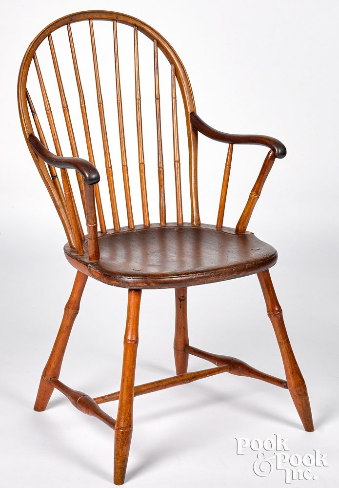 Appraisal: Philadelphia sackback Windsor armchair Philadelphia sackback Windsor armchair bearing the