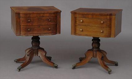 Appraisal: PAIR OF NEW YORK CLASSICAL MAHOGANY SIDE TABLES The rectangular