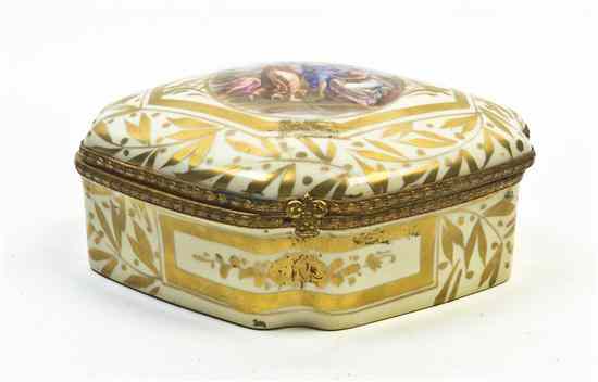 Appraisal: A Porcelain and Gilt Metal Mounted Table Casket of canted