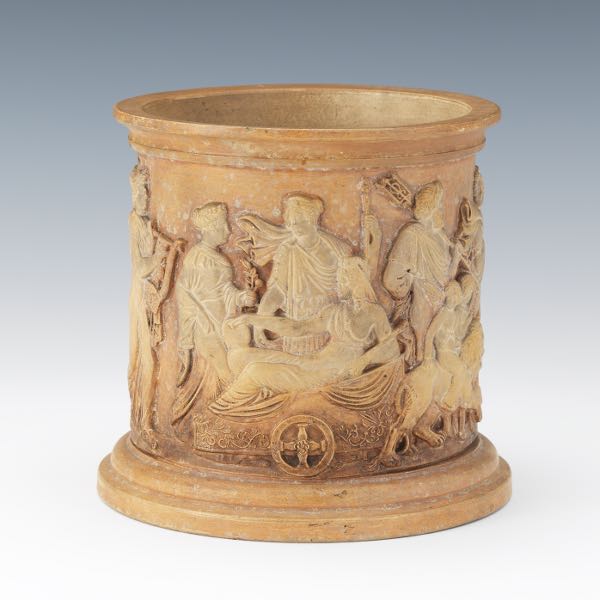 Appraisal: AMPHORA EARTHENWARE BRUSH HOLDER FOR JOHANN MARESCH CLASSICAL GODS AND