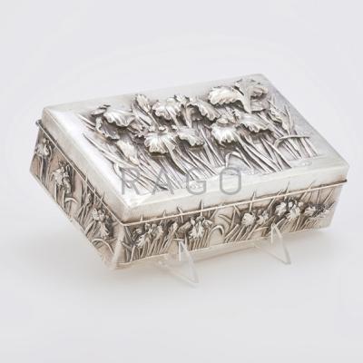 Appraisal: CHINESE EXPORT SILVER CIGARETTE BOX Hinged cover and sides with