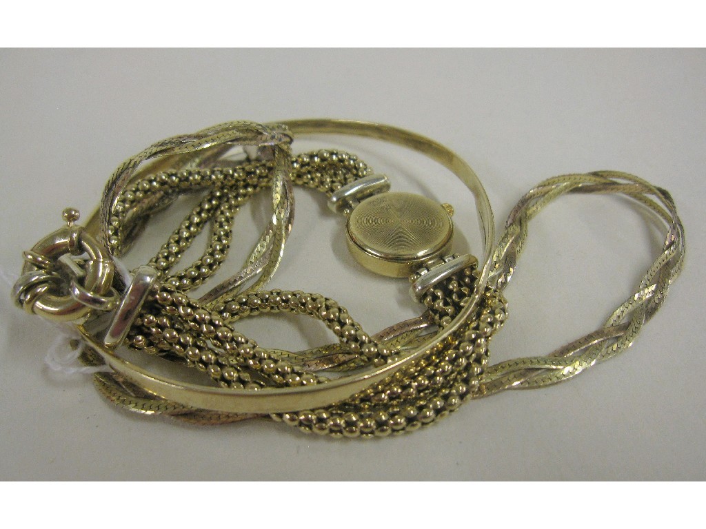 Appraisal: Lot comprising a ct gold bracelet watch yellow metal bangle