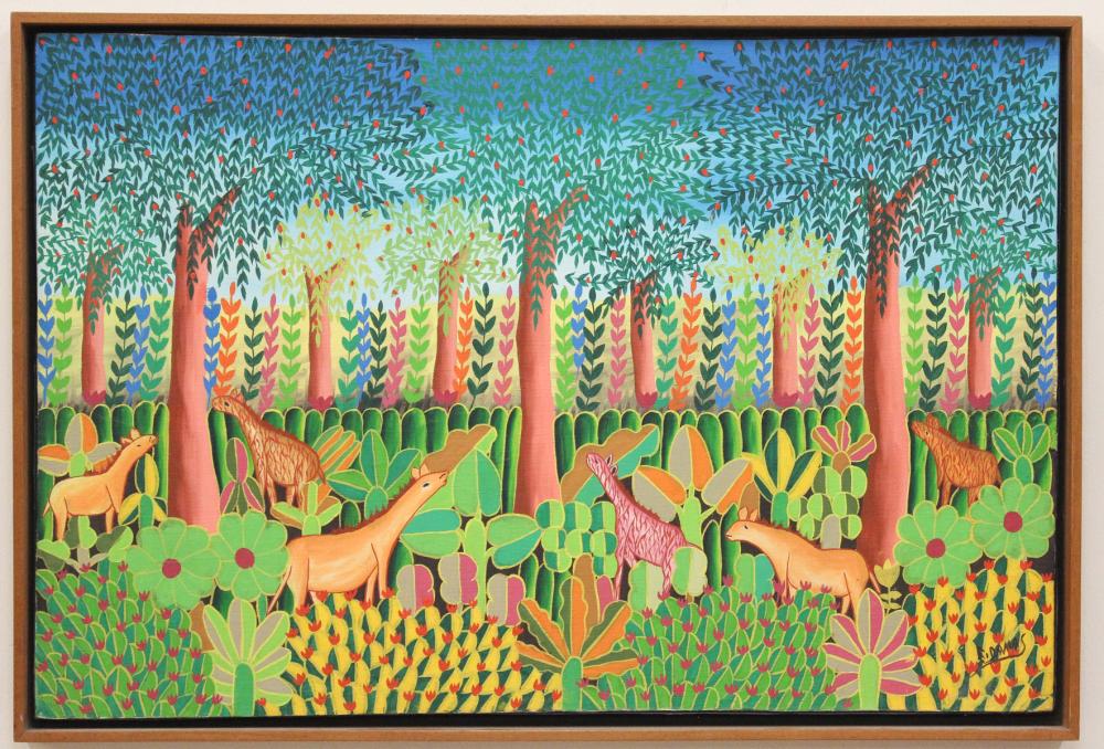 Appraisal: FRITZ DAMAS Haiti th century oil on canvas jungle scene