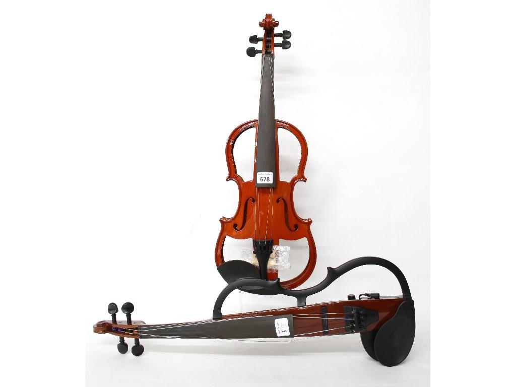 Appraisal: Yamaha electric violin together with a contemporary skeleton practice violin