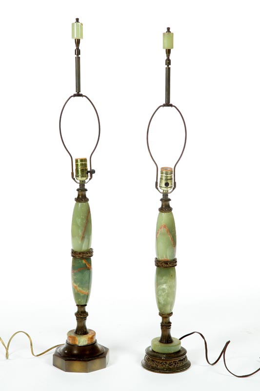 Appraisal: TWO TABLE LAMPS American th century Similar lamps of green