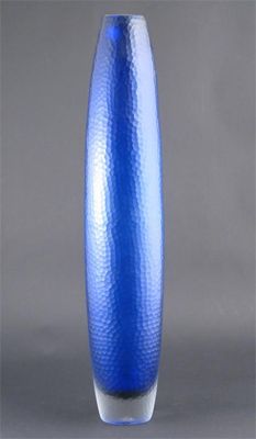 Appraisal: A tall glass vase probably Italian blue glass cased in